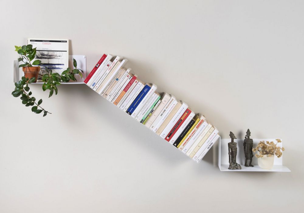 Scopri Libreria di design - Bianco in metallo - Asimmetrica