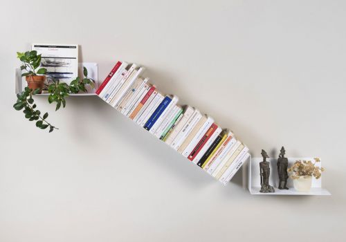 Design Bücherregal - Weiß Bücherschrank Metall - Asymmetrisch Bücherregal - 4