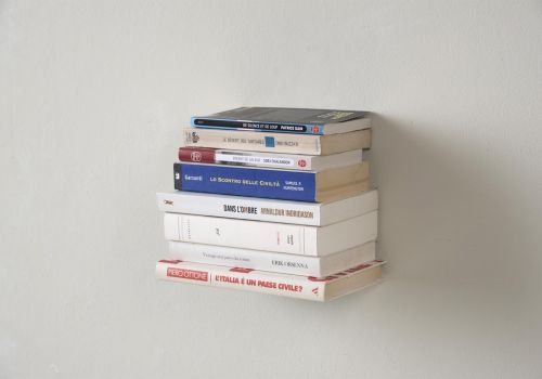 Boekenplank - Kleine onzichtbare boekenplank 12 x 12 cm - Grijs Wandelement voor Boeken - 3