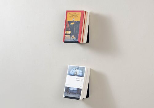 Bücherregal - Kleines unsichtbares Bücherregal 12 x 12 cm - Grau - Set mit 2 Kleine wandregal - 1