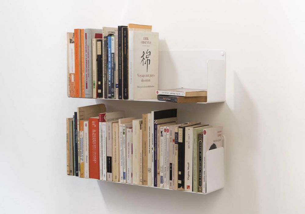 Mensole per libri 45 x 15 cm - Set di 2 - Bianco - Acciaio Mensole per libri - 1 Mensole per libri 45 x 15 cm - Set di 2 - Bianco - Acciaio Mensole per libri - 1