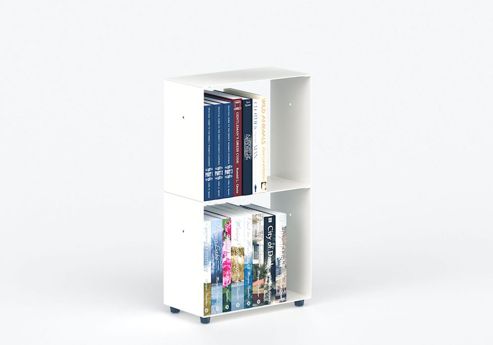 Small Bookcase 30 cm - white metal - 2 levels Bookcases - 1