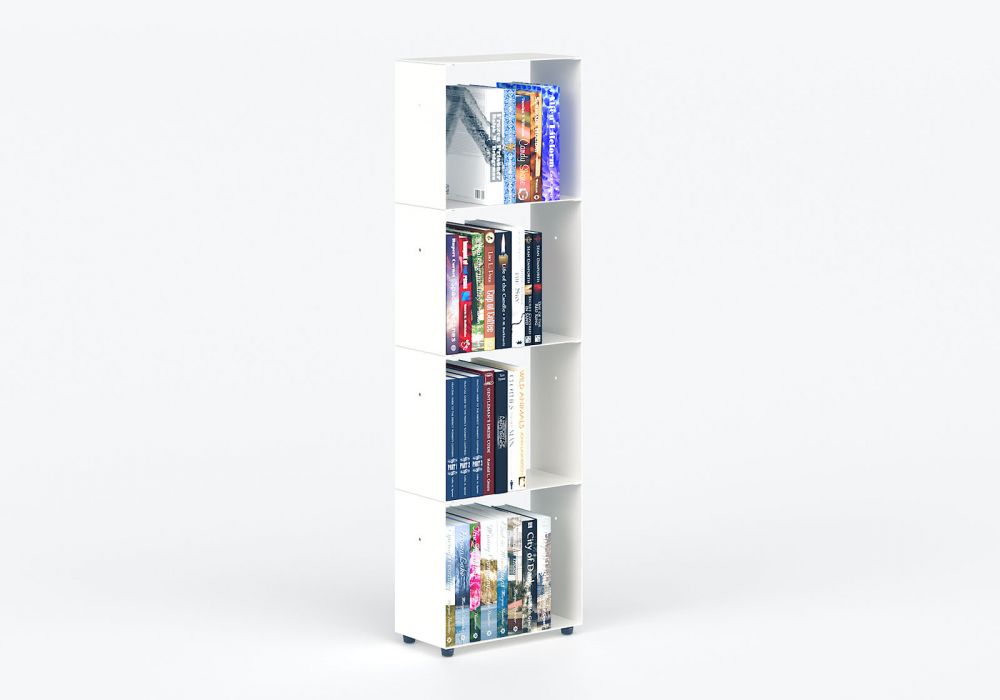 Bibliothèque blanche design 30 cm - métal - 4 niveaux Bibliothèque - 1