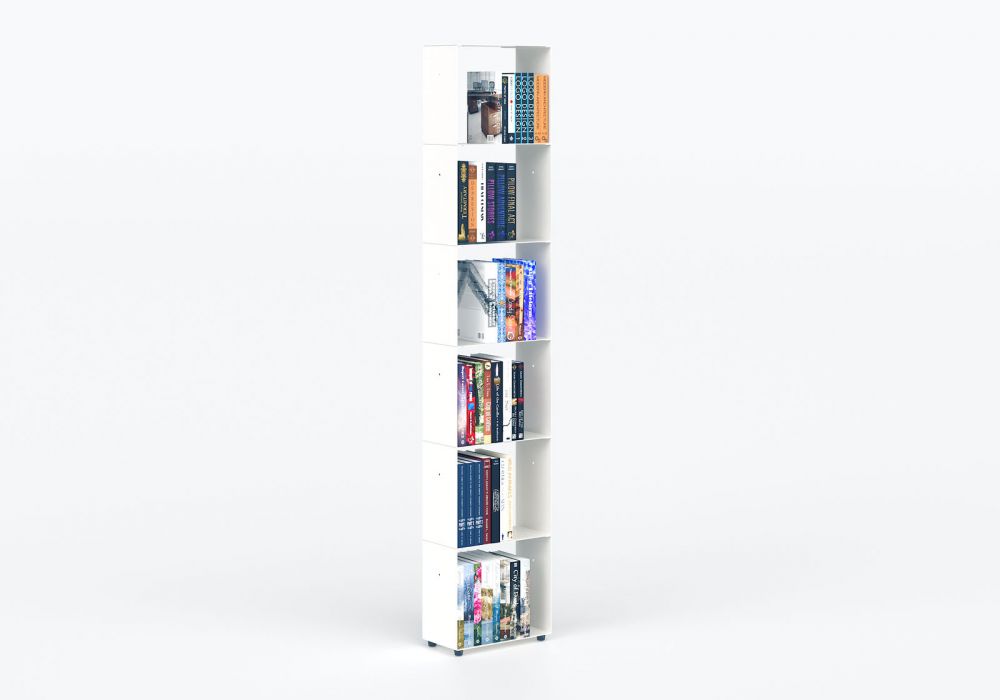 Witte design boekenkast 30 cm - metaal - 6 niveaus Boekenkast - 1