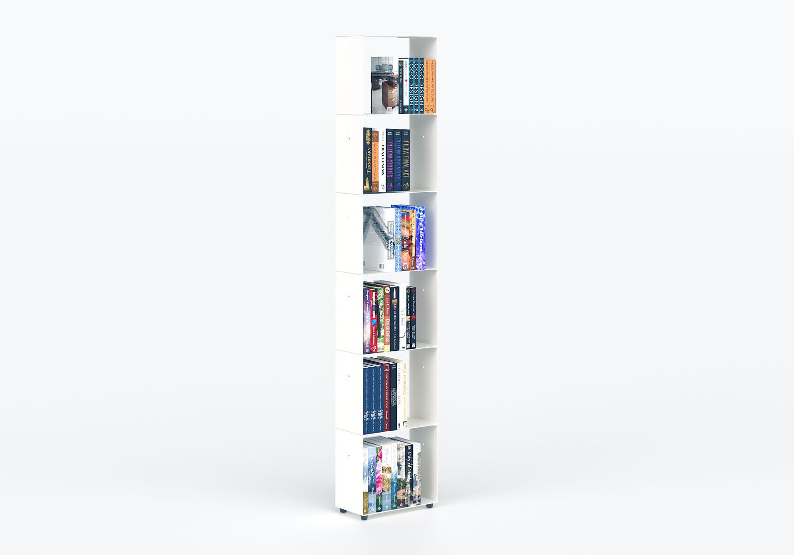 Narrow Bookcase 30 cm - white metal - 6 levels Bookcases - 1