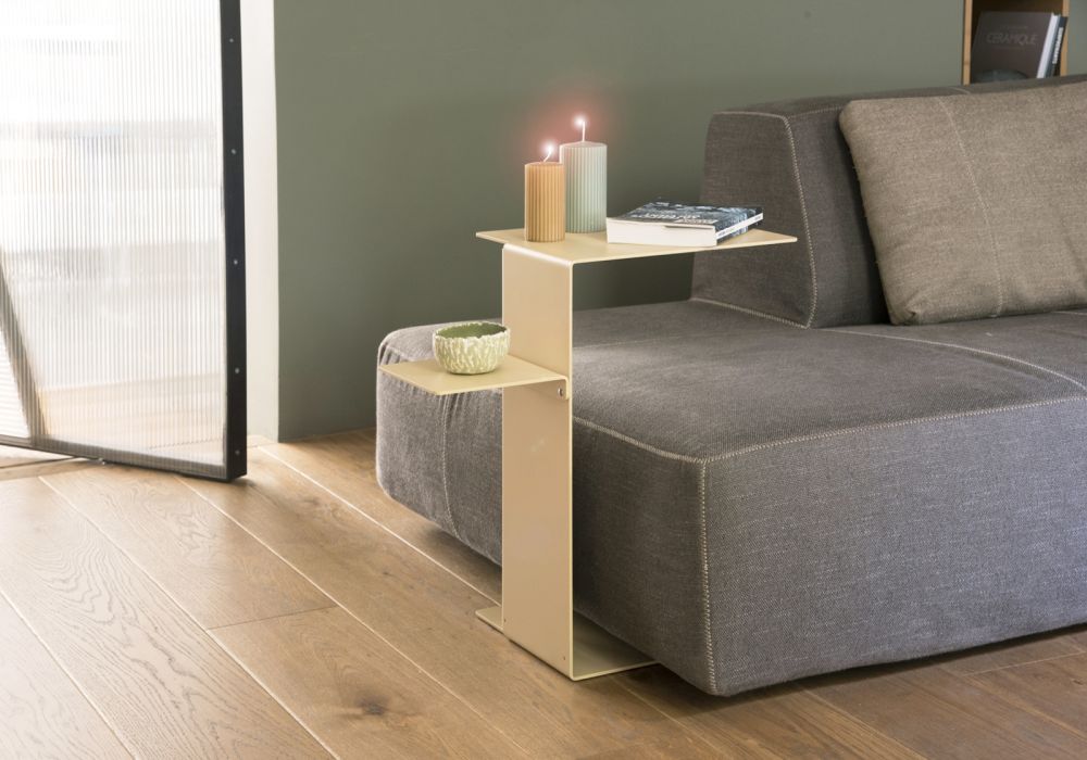 Table D'Appoint Métal Hawa - Ø29.5 X H47 Cm, Crème, Design Minimaliste