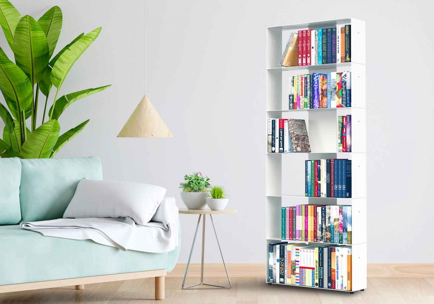 Narrow bookshelf W60 H150 D15 cm - 6 shelves