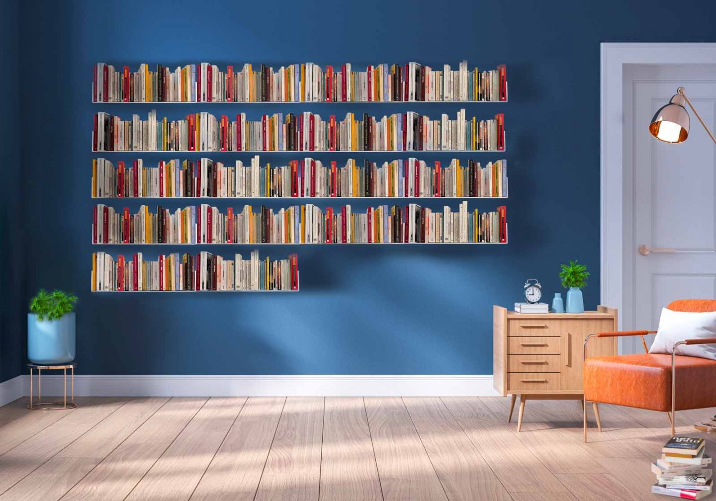 Buy Bookcase - Floating Bookshelves 17,7 x 5,9 in - White - Set of 18