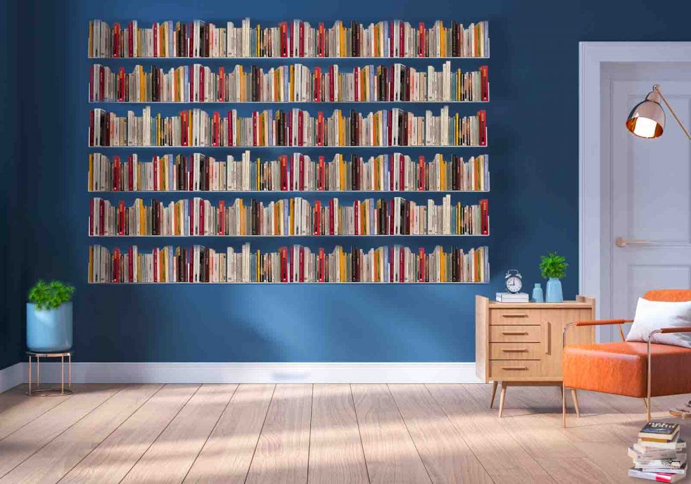 Bookcase - Wall bookshelves 60 cm - Set of 24 - White Design Wall Shelves - 2 Bookcase - Wall bookshelves 60 cm - Set of 24 - White Design Wall Shelves - 2