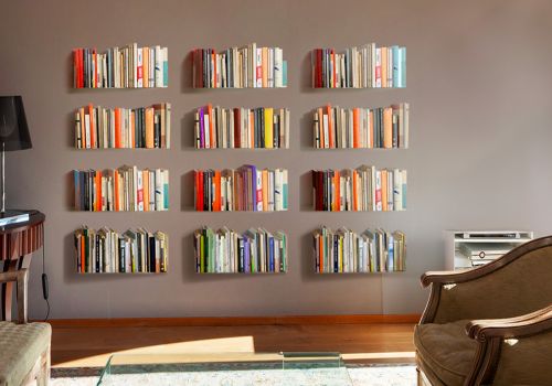 Étagère livre - Bibliothèque Murale 45 x 15 cm - Lot de 12 - Blanc Étagères design murales - 1