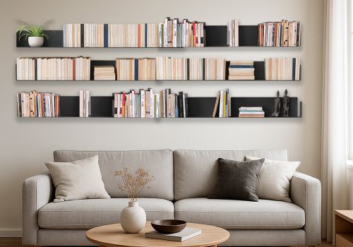 Grijs Wandplank - 60 x 15 cm - Set van 12 - Staal Wandplanken voor Boeken - 2