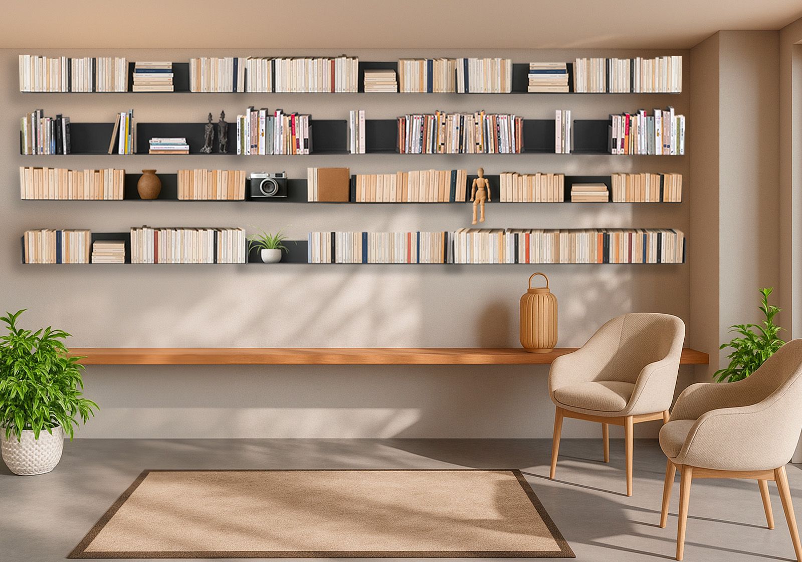 Bücherregal - Grau Bücherschrank Metall 45 cm - Satz von 24 Graue Regale - 1