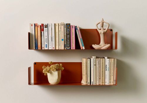 Wall Bookshelf 60 × 15 cm - Copper Terracotta - Set of 2 - Steel Bookshelves - 1