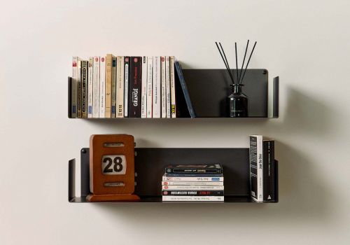 Estantes para libros de acero 60 x 15 cm - Negro industrial - Juego de 2 Estantes para libros - 4