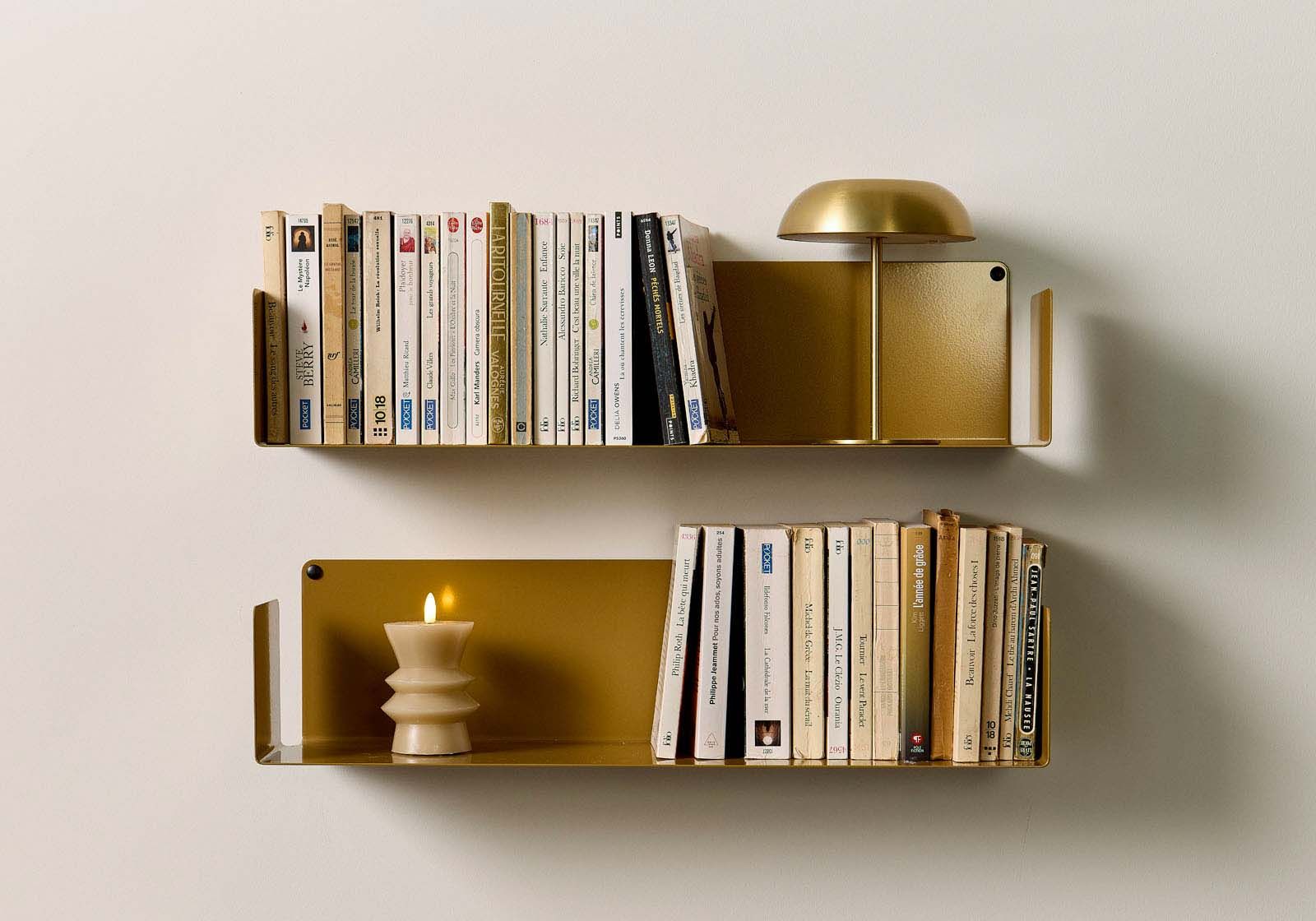Bücherregale 60 x 15 cm - Antikgold - Satz von 2 - Stahl Bücherregal - 1