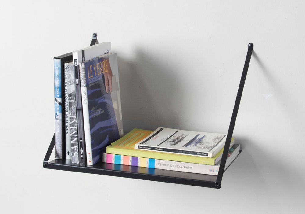 Hangende Wandplank 50 x 35 cm - Zwart Staal - Ruime diepte Hangende Wandplanken - 1