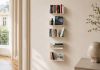 Kleines weißes Wandregal 30 x 15 cm – Unsichtbare Befestigung – Set von 2 Unsichtbares Bücherregal - 5