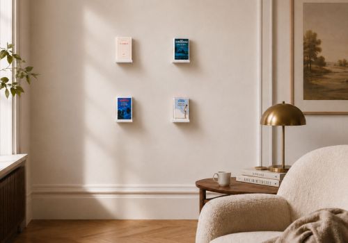 Petite étagère murale blanche - Étagère livres - invisible - 12 x 12 cm - Lot de 4 Étagère murale blanche - 2