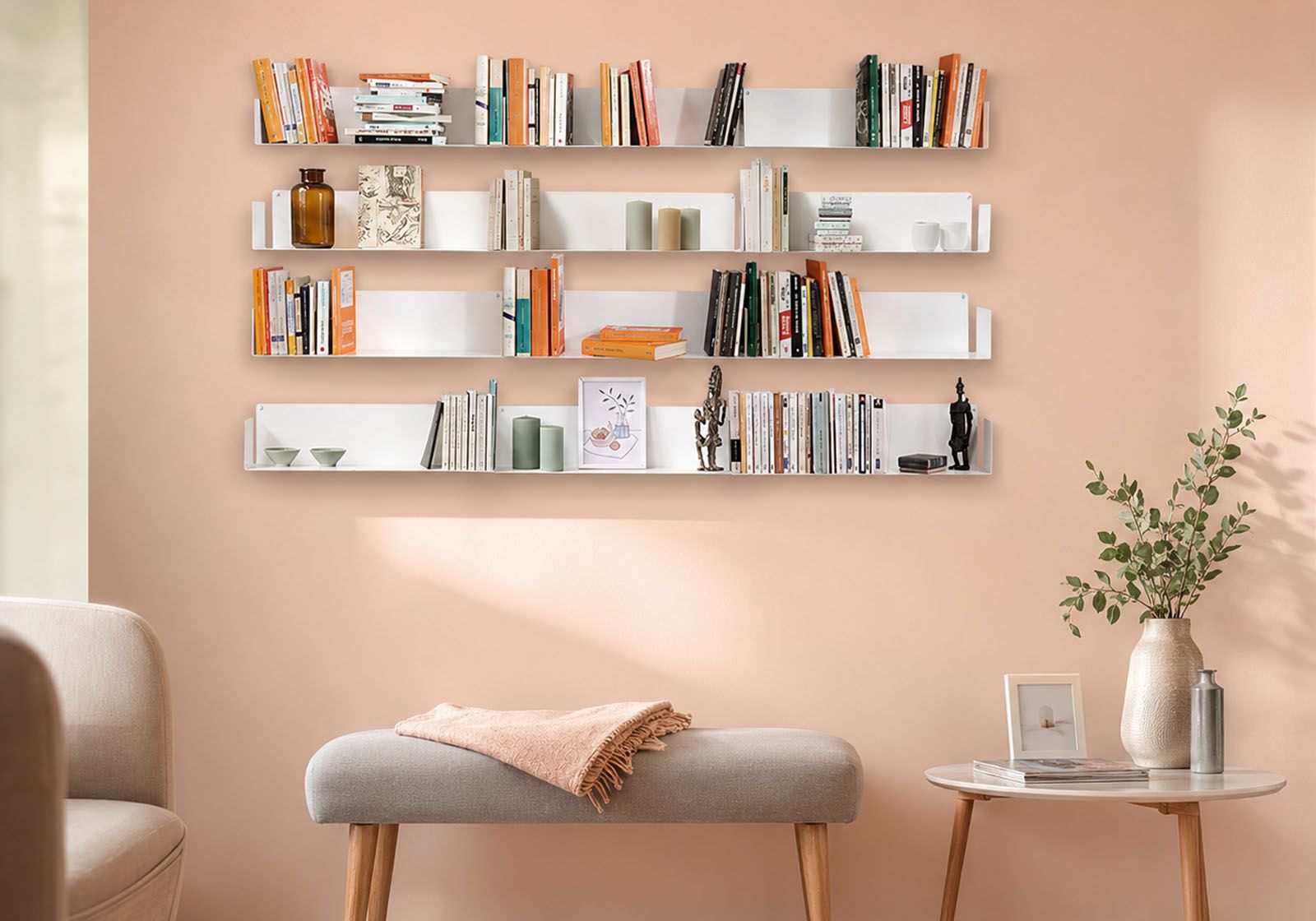 Floating shelves - 60 x 15 cm - Set of 12 Bookshelves - 1