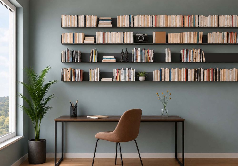 Bücherregal - Grau Bücherschrank Metall 45 cm - Satz von 18 Graue Regale - 1