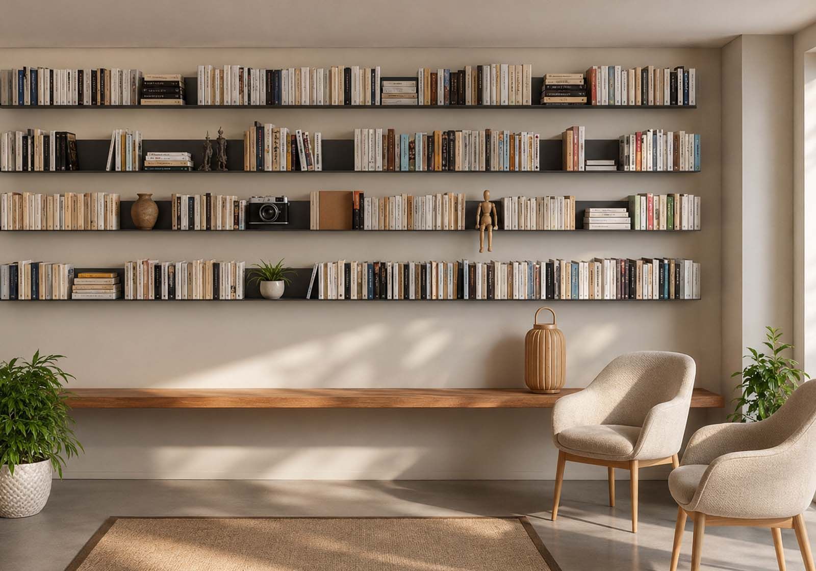 Estantes para libros - Librería de metal 45 cm - Juego de 24 - Gris Estantes grises - 1