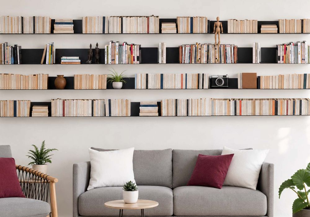 Bookscase - Floating Bookshelves 23,62 inches - Set of 24 - Gray Grey shelves - 1