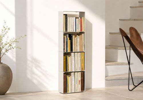 Narrow Bookcase 30 cm - white metal - 4 levels Bookcases - 1