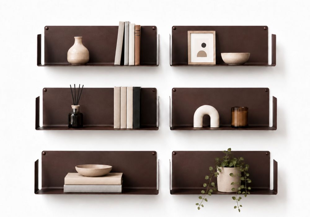 Roestkleurig Wandplank voor boeken - 45 x 15 cm  Set van 6 Boekenplank - 1