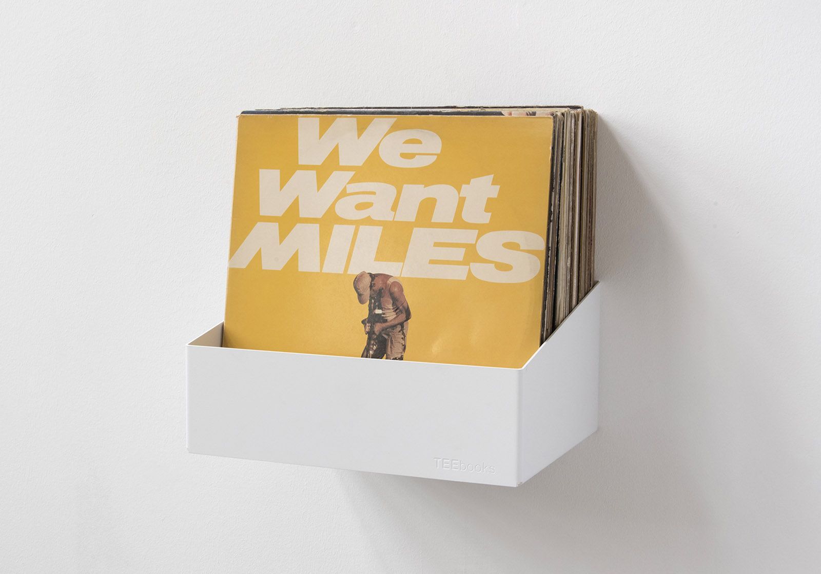 Étagère murale pour vinyle blanche avec disques vinyles 33 tours en rangement mural