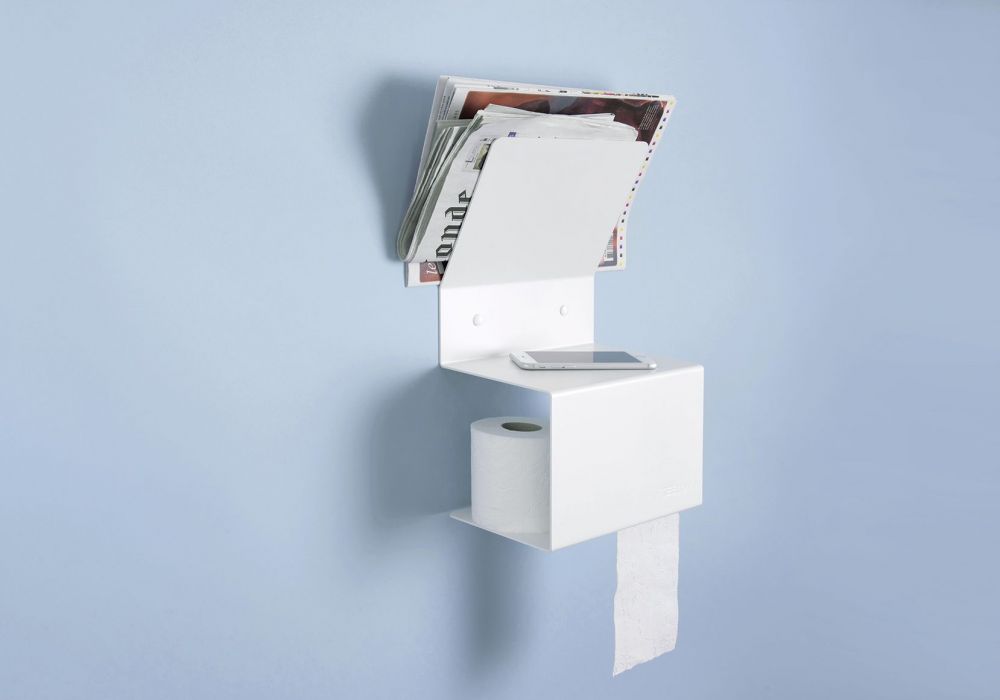 Toilet oll holder TEElette - Steel - White - 14,7x5,9x8,6 inch Toilet oll holder TEElette - Steel - White - 14,7x5,9x8,6 inch
