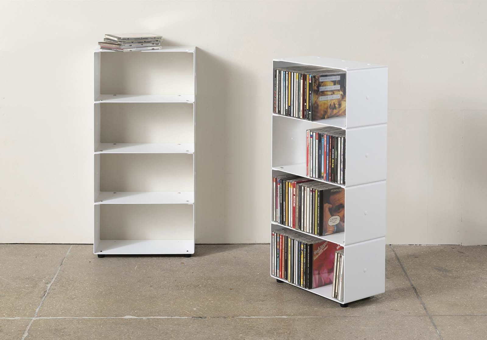 Estanteria CD 30 cm - metal blanco - 4 niveles