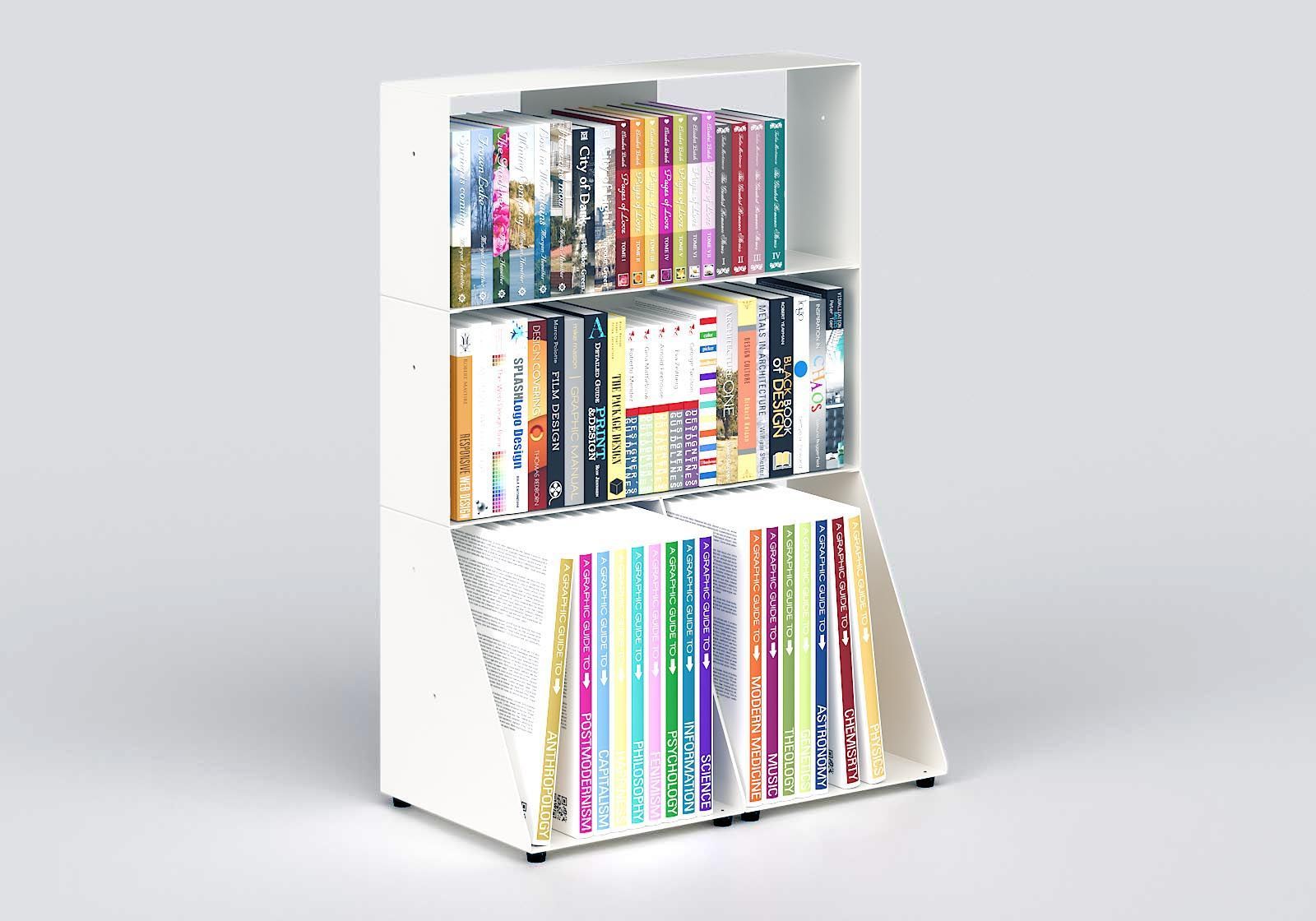 Libreria arredamento 60 cm - metallo bianco - 3 livelli