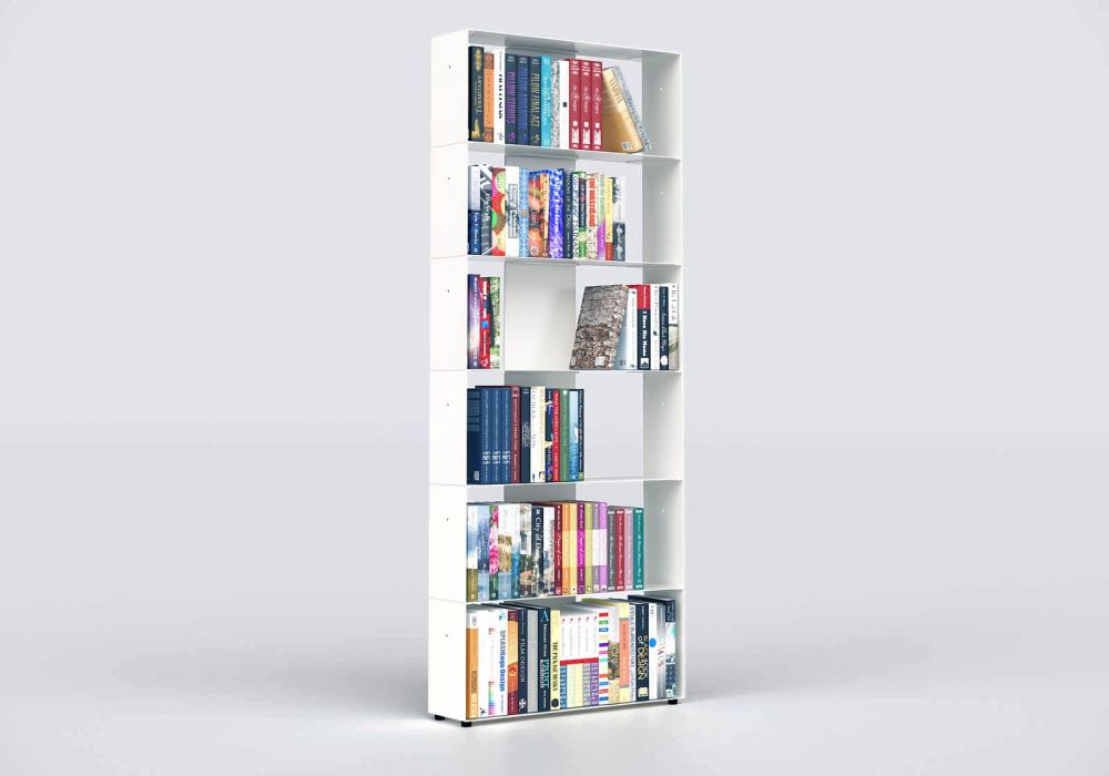 Bibliothèque blanche 60 cm - metal - 6 niveaux