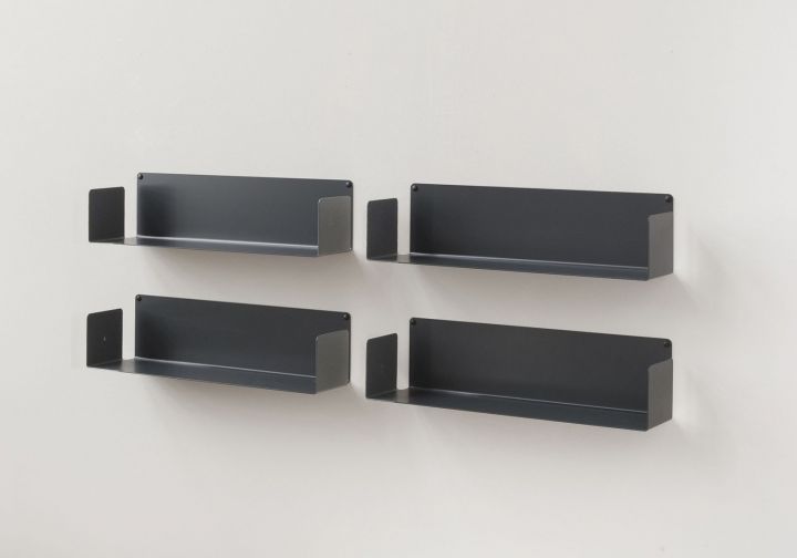 Wall bookshelves Gray U 23,62 inch long Set of 4
