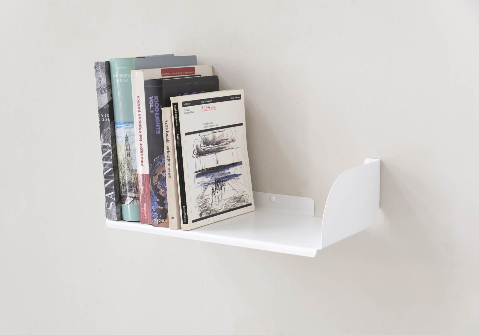 Wall Bookshelf 45 X 25 Cm White Steel, How Deep Does A Bookcase Need To Be