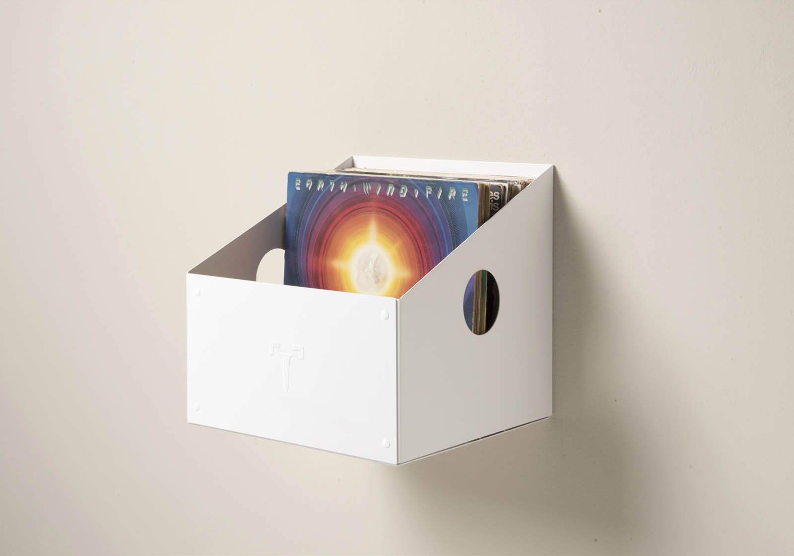 Schallplattenbox Metall Weiß Schallplattenregal - 1