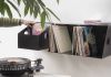 Rangement vinyle en métal noir pour rangement de disques vinyles