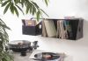 Rangement vinyle en métal noir pour rangement de disques vinyles