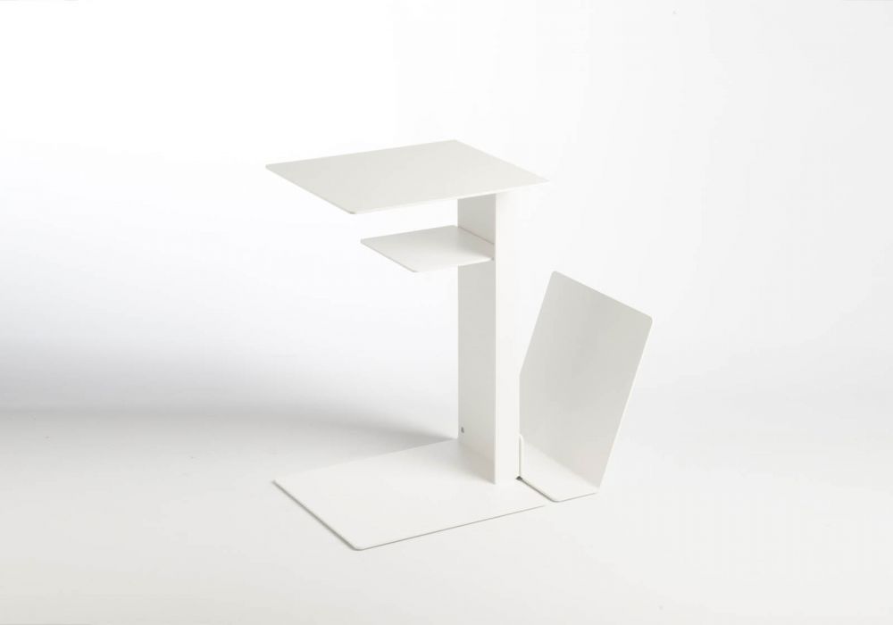V pour table d'appoint - Blanc Modules Bibliothèque - 1